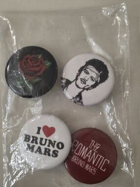 Bruno Mars Button Pin Set - Red, White, Black